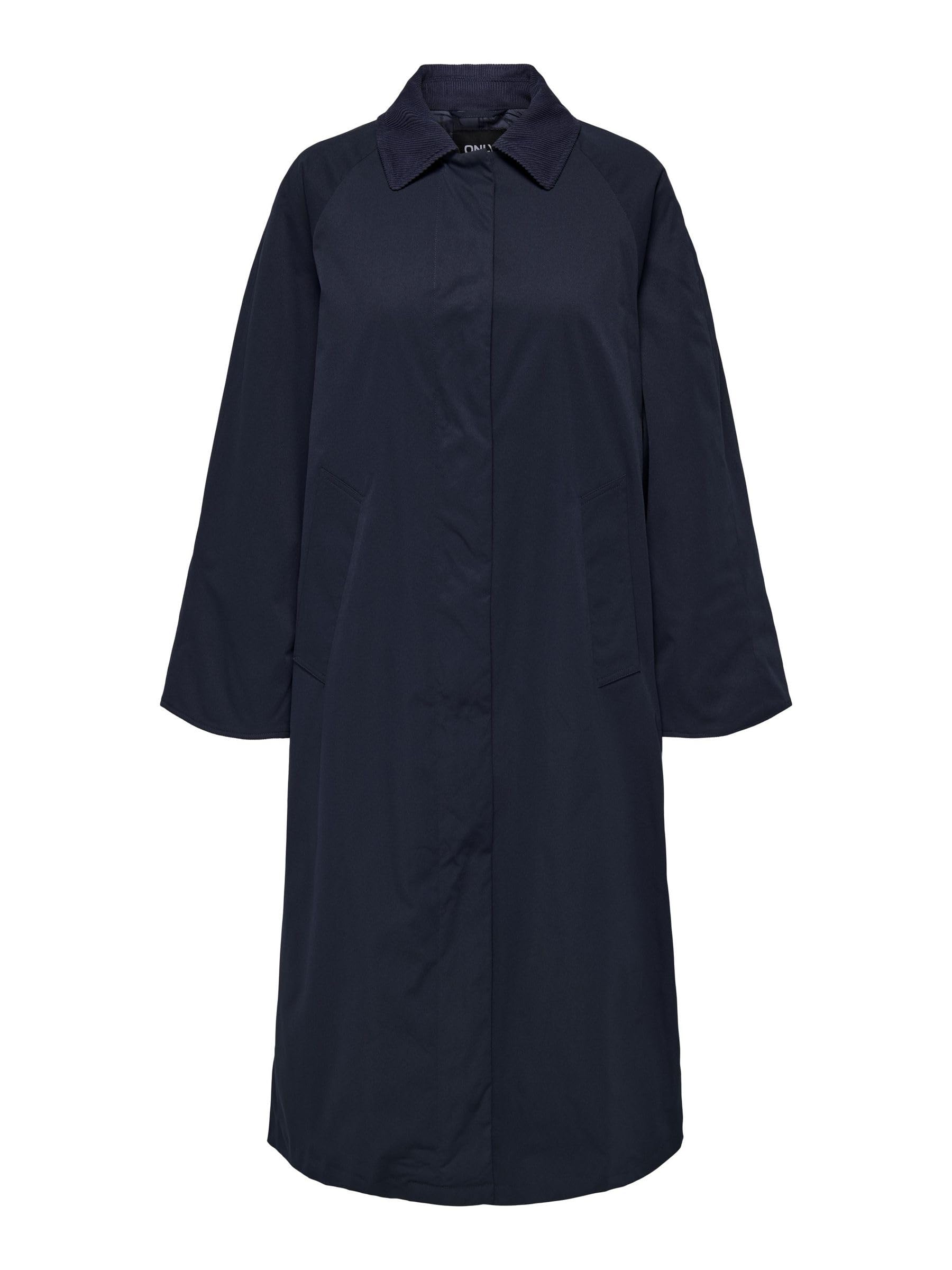 ONLY Women's ONLORCHID Corduroy Mix Trench Coat CS OTW Coat, Blue, XS, blue, XS