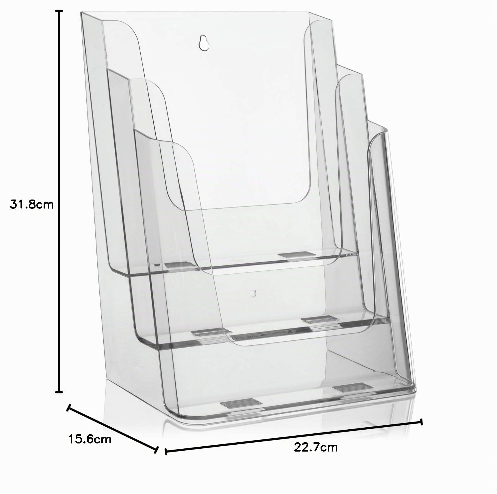 VITAdisplays® NE-240 Présentoir à brochures 3 étages Transparent Format A4