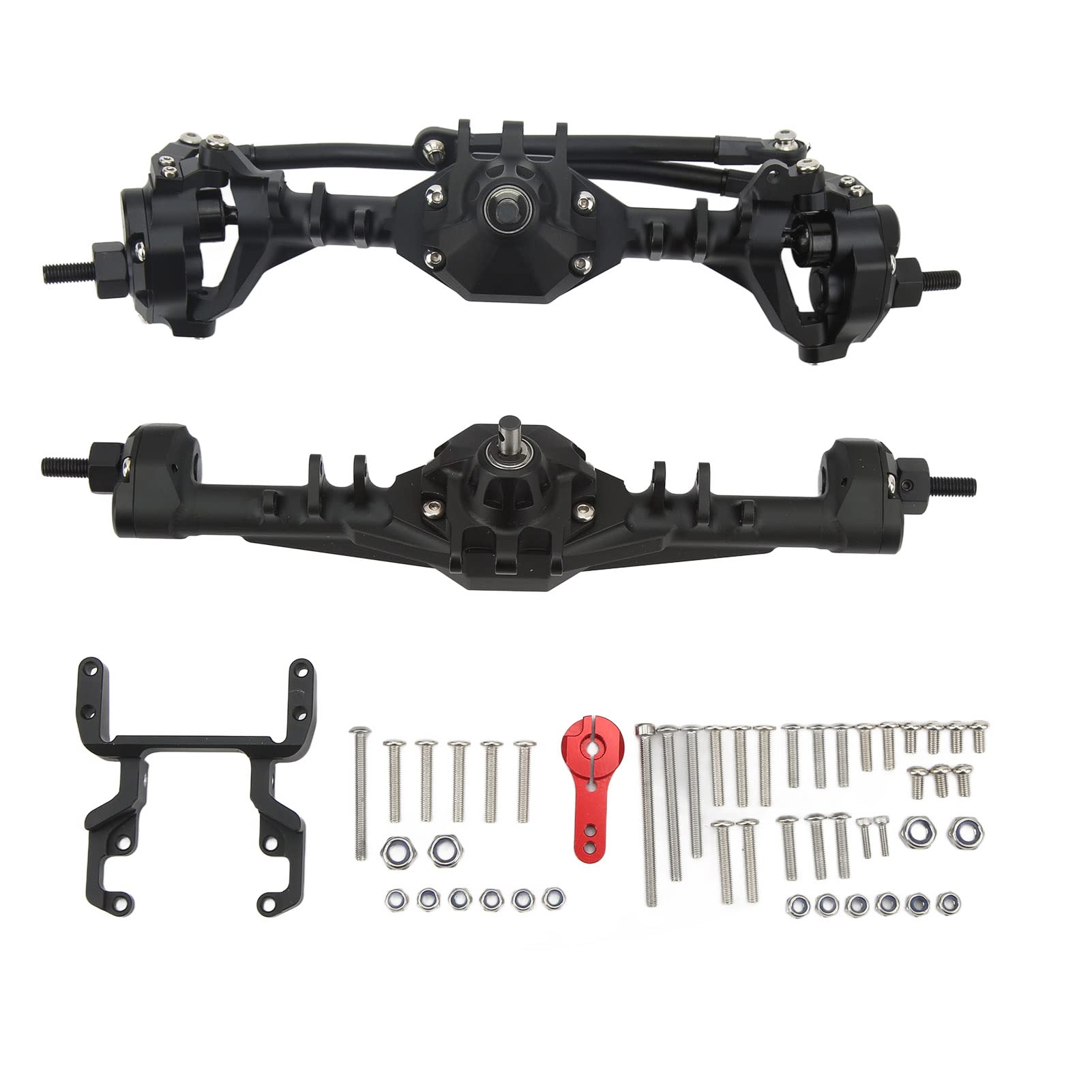 RC-przednia oś tylna, stop aluminium CNC, zestaw przedniej osi tylnej RC do Axial Scx10II Rgt 86100 Gen8 (czarny)
