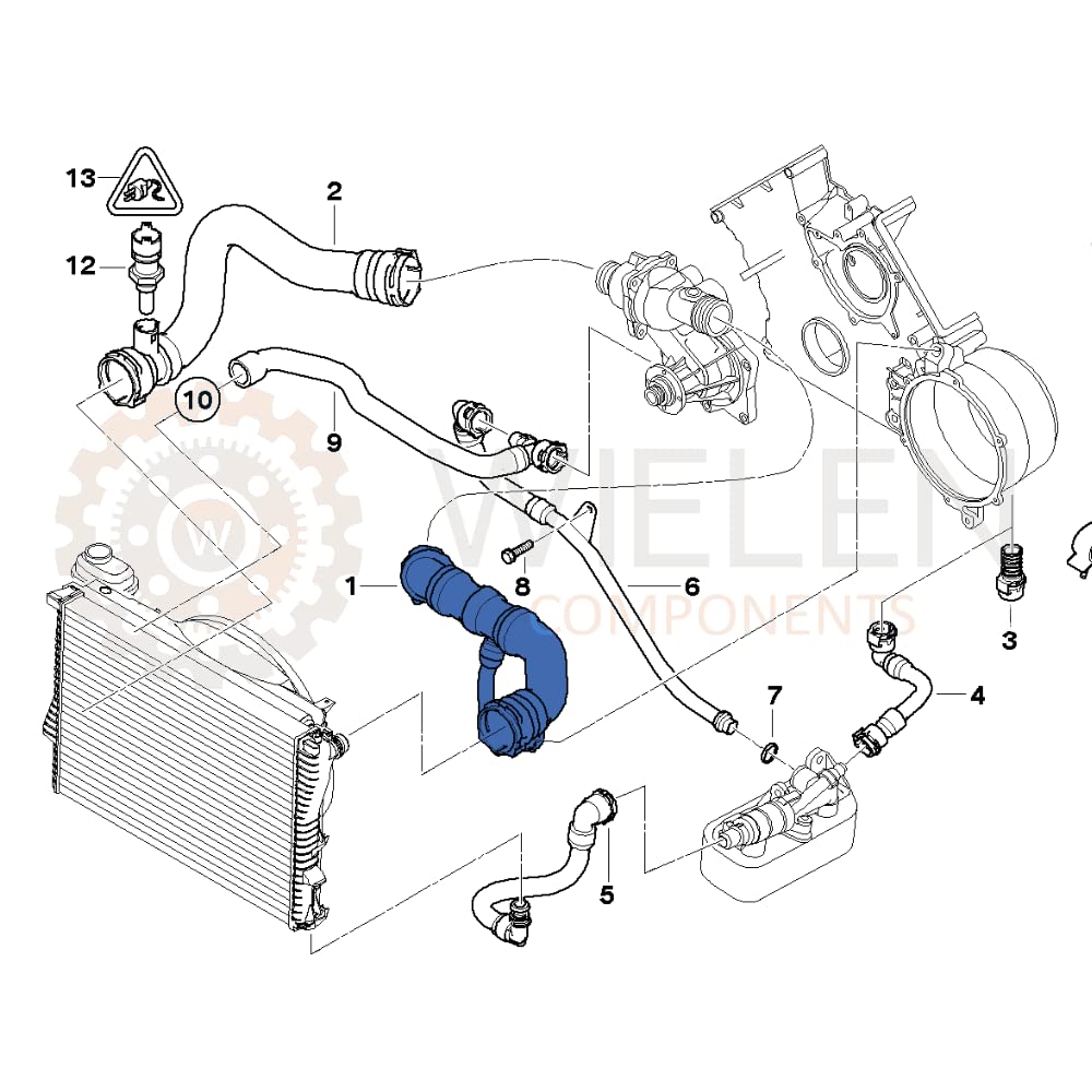 COMPATIBILE CON MANICOTTO RADIATORE TUBO ACQUA BMW 5 E39 535 540 7 E38 735 740 11537505228