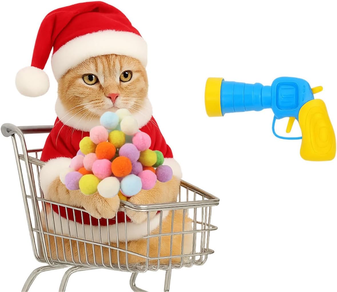 80PCS Plush Ball Launcher Toy Set – Interactive Toys for Indoor Kittens and Playful Pets – Soft Fuzzy Balls for Exercise, Training, Bonding, Enrichment Activities, Gifts for Pet Lovers and Birthdays