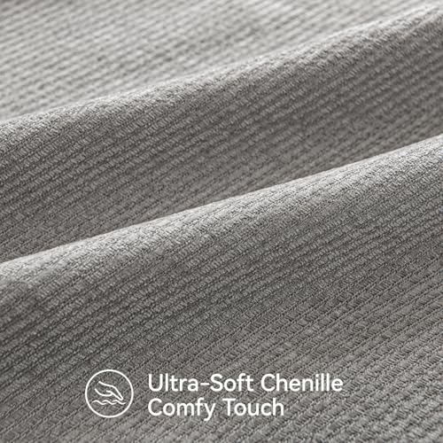 Image of a moment Pack of 2 Decorative Chenille Throw Pillow Covers with Twill Cushion Covers for Sofa Living Room Couch Bed 18x18 Inch Grey