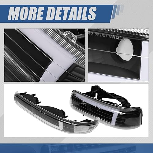 Miniatura 5 de Auto Dynasty Conjunto de 4 faros delanteros LED 3D DRL con lámparas de parachoques compatibles con Chevy Silverado Suburban Tahoe 99-06, lado del