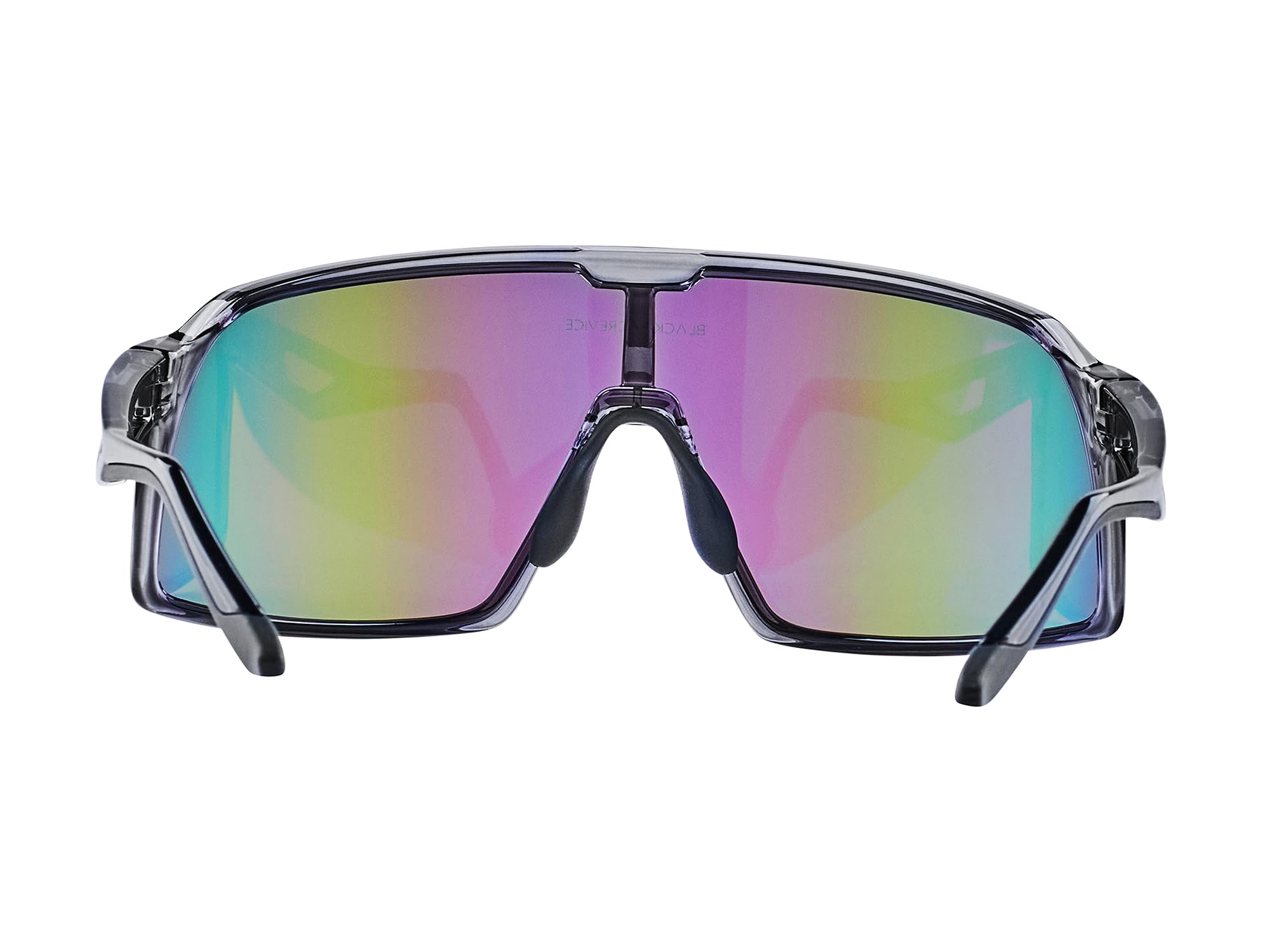Black Crevice Occhiali sportivi neri, unisex, con lenti cilindriche, custodia e sacchetto in micropile, occhiali da sole sportivi con protezione UV al 100%, occhiali sportivi con naselli gommati e