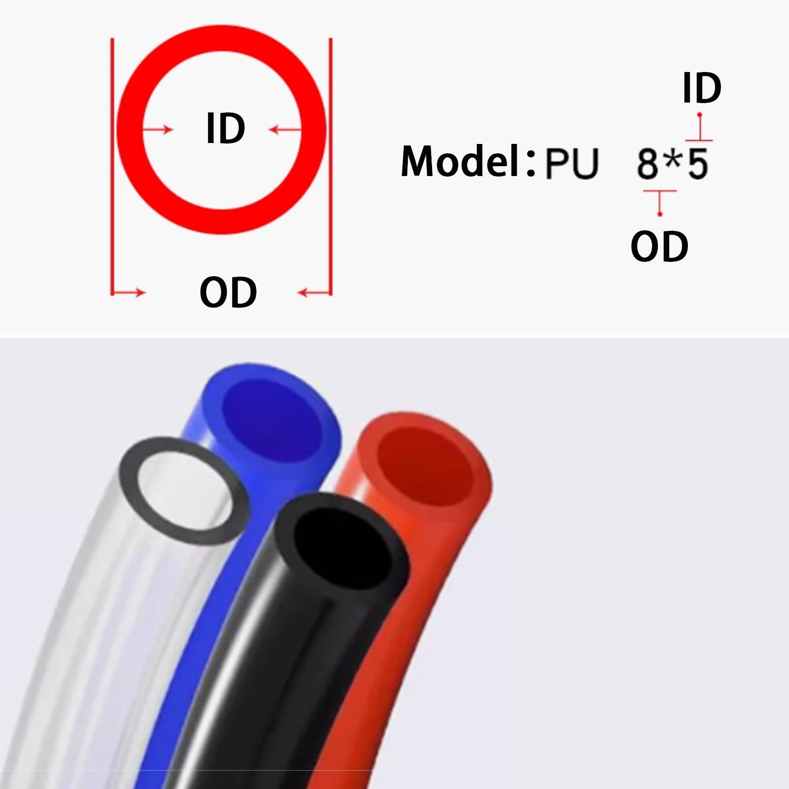 Manguera Neumática Flexible de Poliuretano de 80M, Manguera de Aire con Tubo de Poliuretano (Transparente, 12 * 8mm)