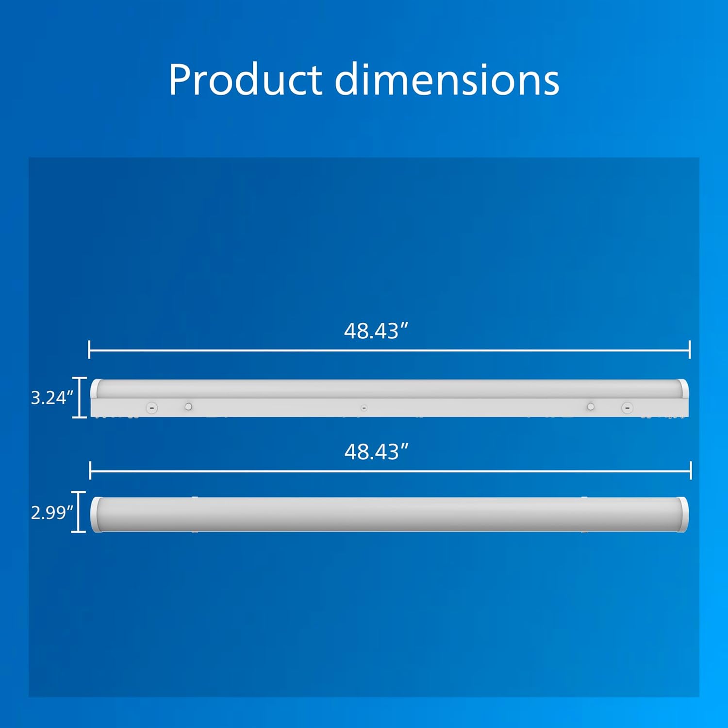 Philips LED 2-Pack 4FT High Brightness Utility Garage Shop Batten Strip Fixture, Hardwired, 3800/4300/5200lm, CCT 3500/4000/5000K, 50,000 Hours, Damp Rated, 120-277V - Basement Ceiling Undercabinet