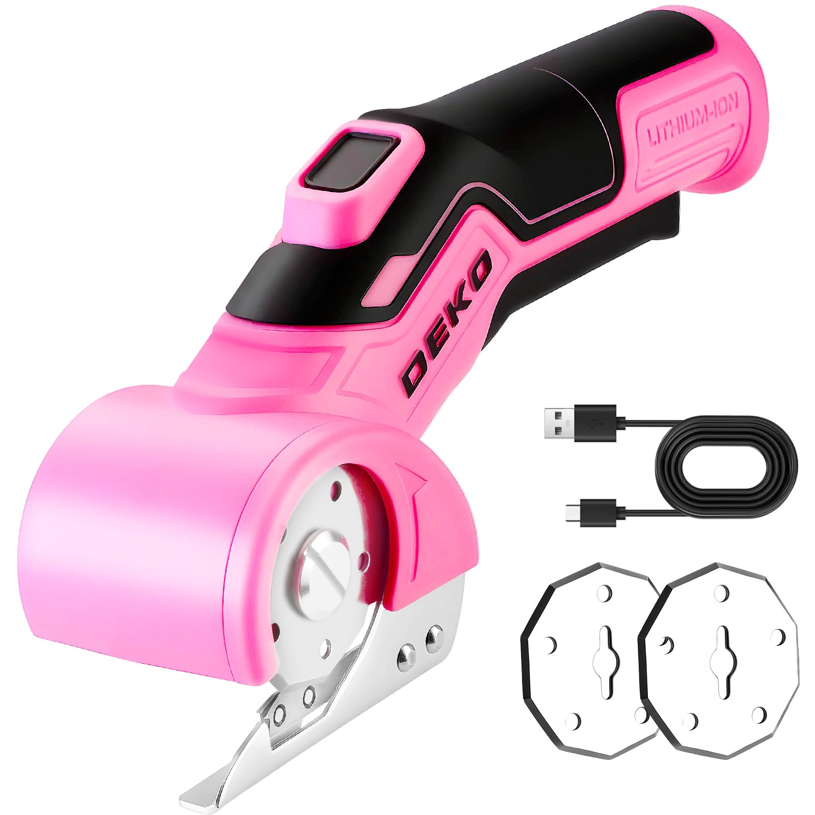 3.7 V kartonschneider: DEKOPRO Multifunktionale Elektrische Schere - Schneiden Sie Karton mit Stärke und sind für Materialien wie Stoff,Leder,Teppiche und Kunststoff, gelb geeignet(Rosa)