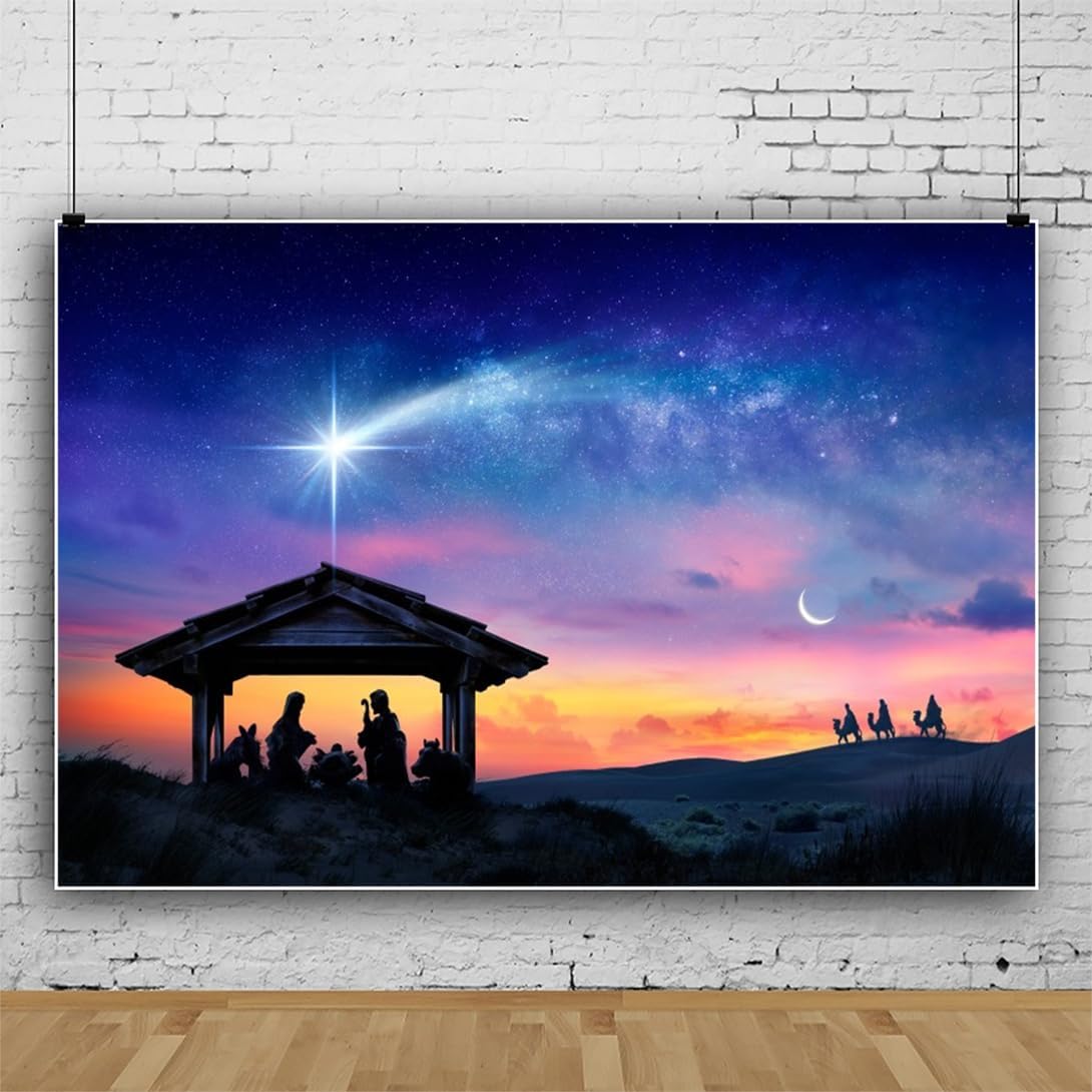 Christmas Nativity Backdrop Night Stable Nativity Scene