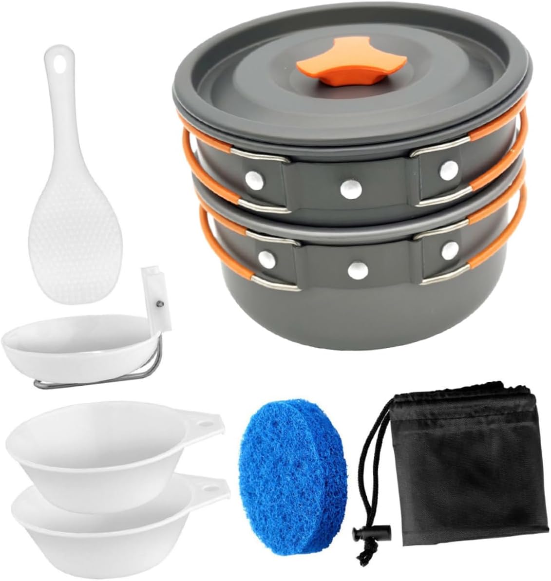 ibasenice Portable Pot Camping Kettles Pots Cookware Camp Kettle Travel Cooking Kit Multi-Function Tableware for