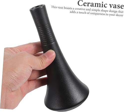 Miniatura 8 de Negro Cerámica Pequeño Florero Cerámica Hogar Escritorio Flores