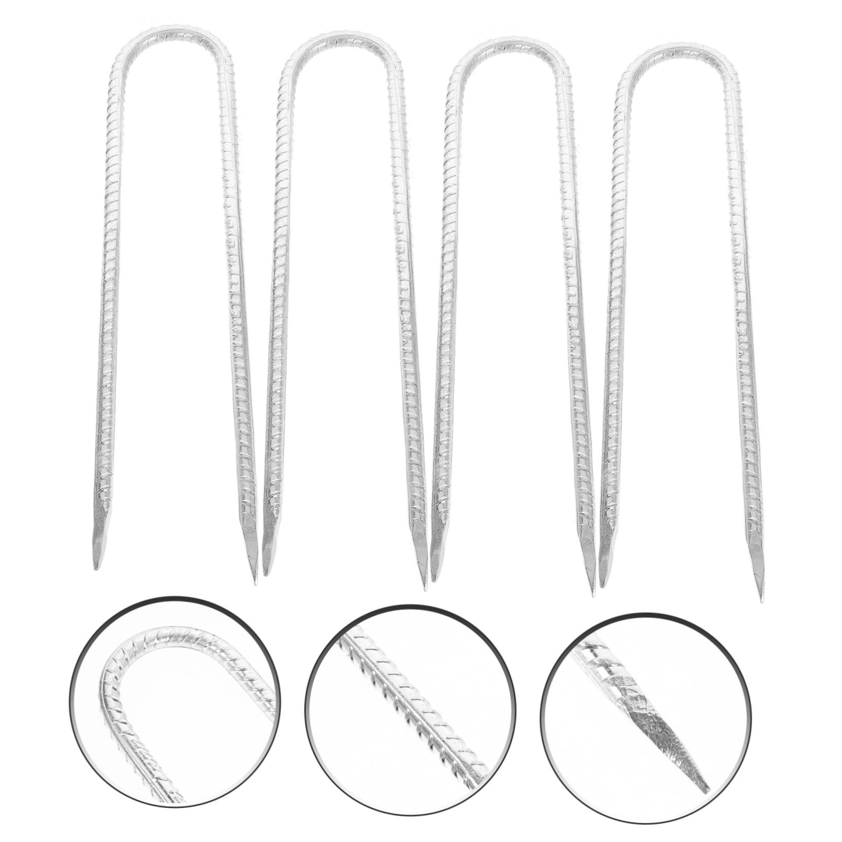 KOMBIUDA 4pezzi Kit Di Picchetti a u Per Fissaggio Altalena, Coperture Da Spiaggia e Campeggio Resistente Riutilizzabile Per Ancoraggio Di Tessuti, Recinzioni, Fili e Corde All'aperto