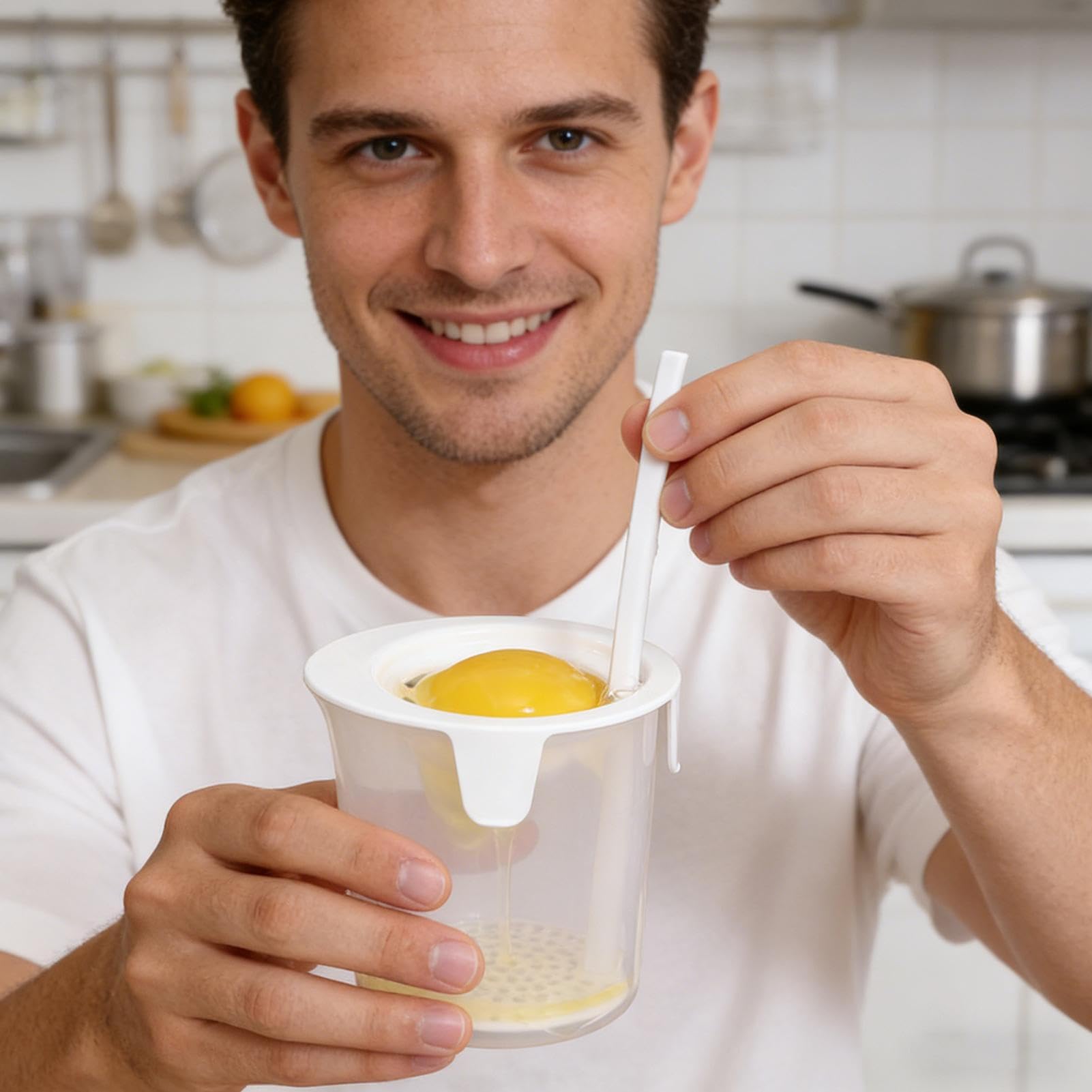Genérico Separador de yemas de Huevo | Separador de Alimentos de Silicona | Herramienta de Filtro de Huevos - para Cocina, Chef, Hogar y Uso al Aire Libre