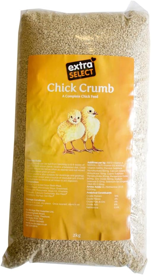 Extra Select Baby Chick Crumb - Complete Chick Feed for Growth, Quail Food, & Duckling Starter Feed, Nutritious Baby Chicken & Hens Corn Crumbs - 2 kg