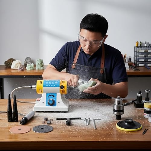 Miniatura 5 de Máquina pulidora de pulido de roca de joyería, multifunción, sierra de banco, pulidora de torno 350 W, 110 V, joyería de jade, molinera de jade,