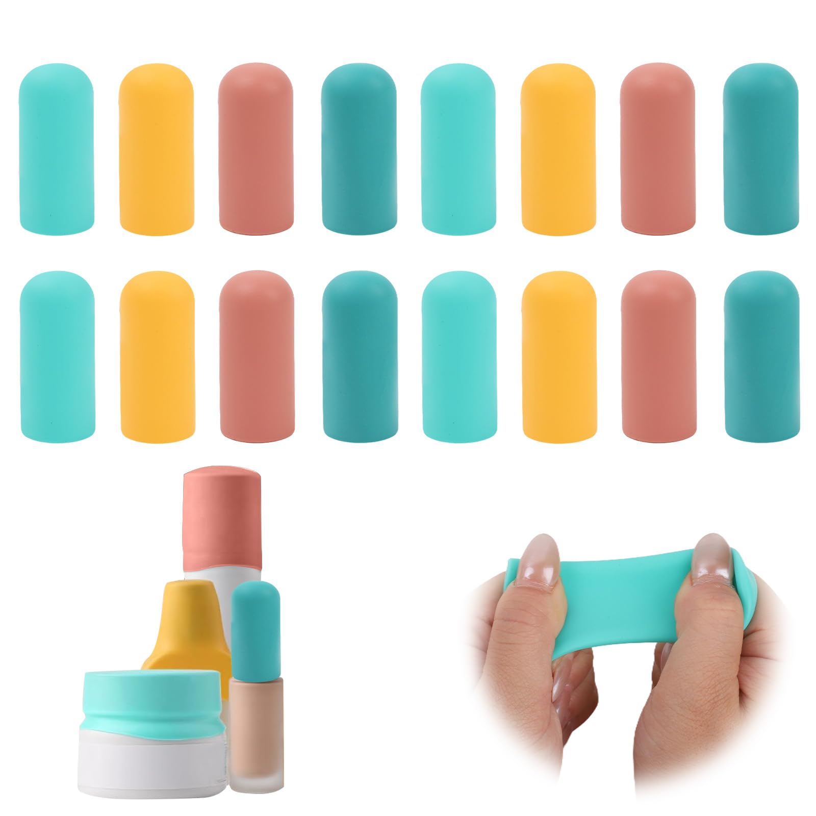 LOGJAM 16 Pcs Bottle Covers for Traveling, Reusable Silicone Leak Proof Elastic Sleeves for Liquid Travel Toiletry Bag Accessories-picture-50