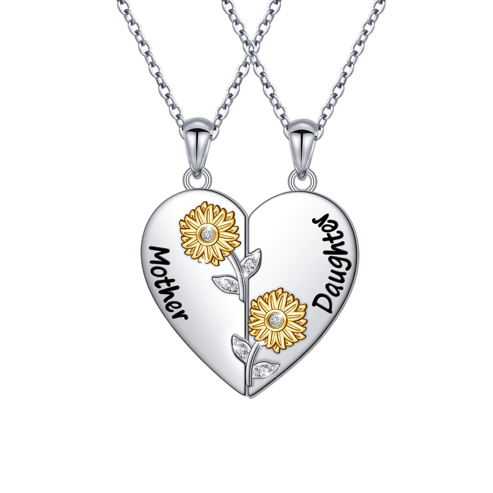 DAOCHONG S925 Sterling Silver Mother Daughter Set Granddaughter Family  Heart Pendant Necklace Jewelry from Dad Mom Grandmother Son Birthday