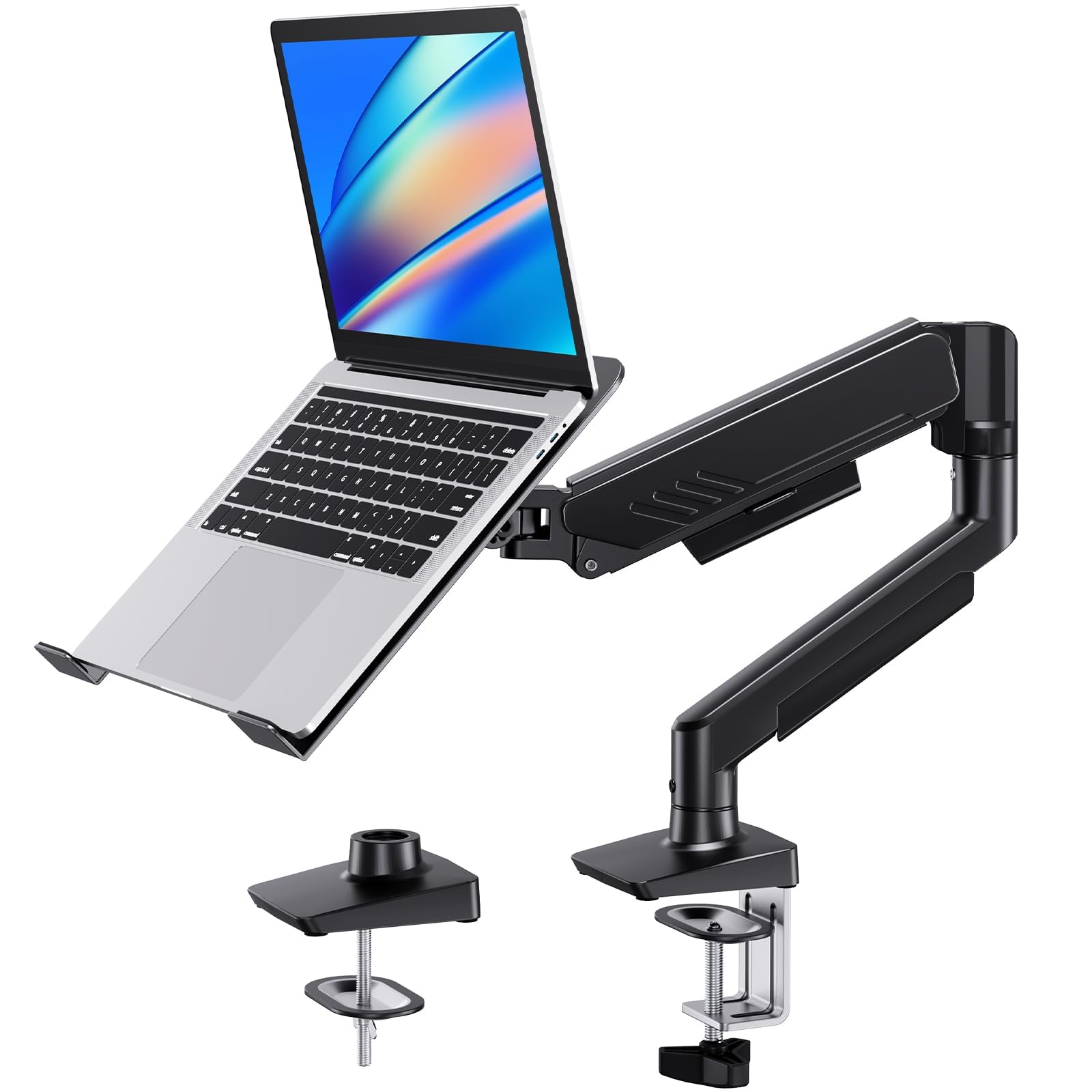 HUANUO Brazo de monitor ajustable para pantallas de 13 a 34 pulgadas, soporte de escritorio para portátil de hasta 17 pulgadas, soporta 5-20 libras, VESA 75 x 75 100 x 100, 2 opciones de montaje
