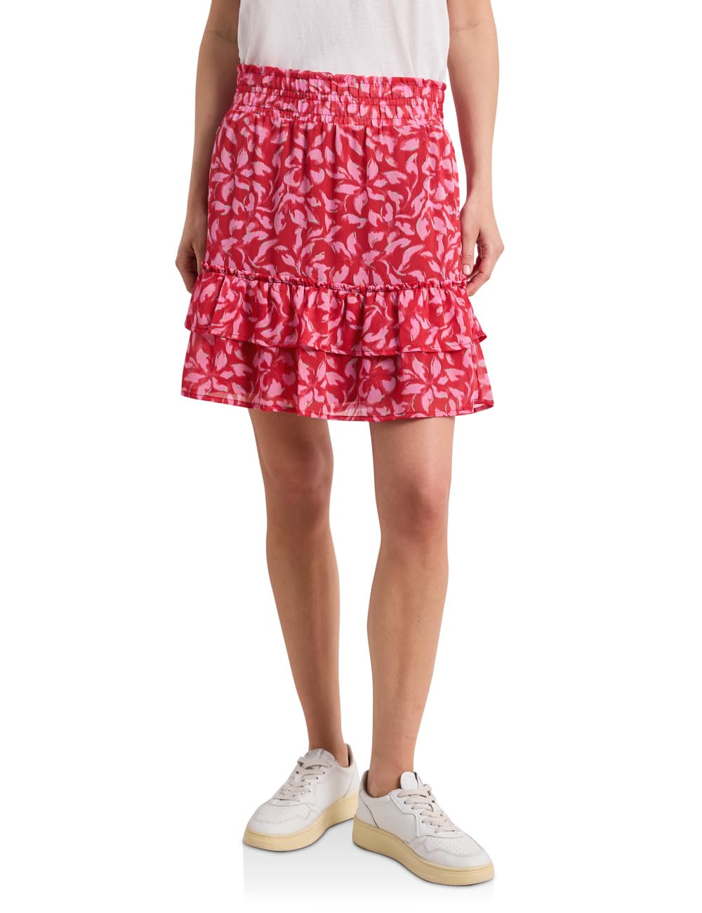 Street One Patterned Ciffon Skirt Salsa Red 34