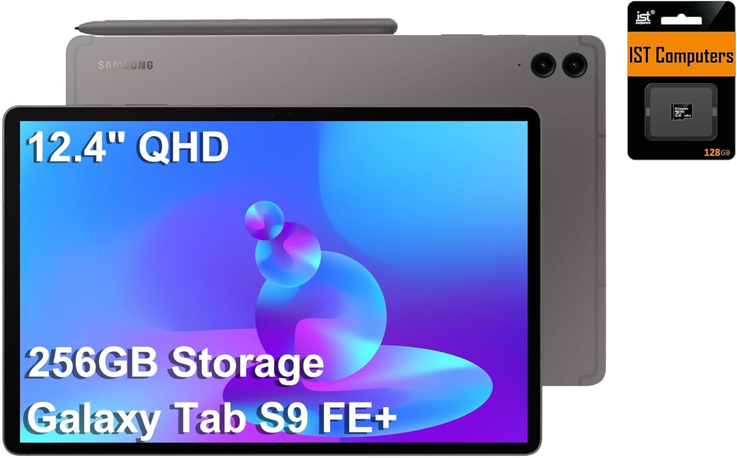 Samsung Galaxy Tab S9 FE+ Plus Android Tablet (12.4" Touchscreen, 8GB RAM, 256GB Storage (128GB+128GB SD Card), Long Battery Life, S Pen, 8MP + 12MP Cameras, Lightweight Design) SM-X610, NA Version