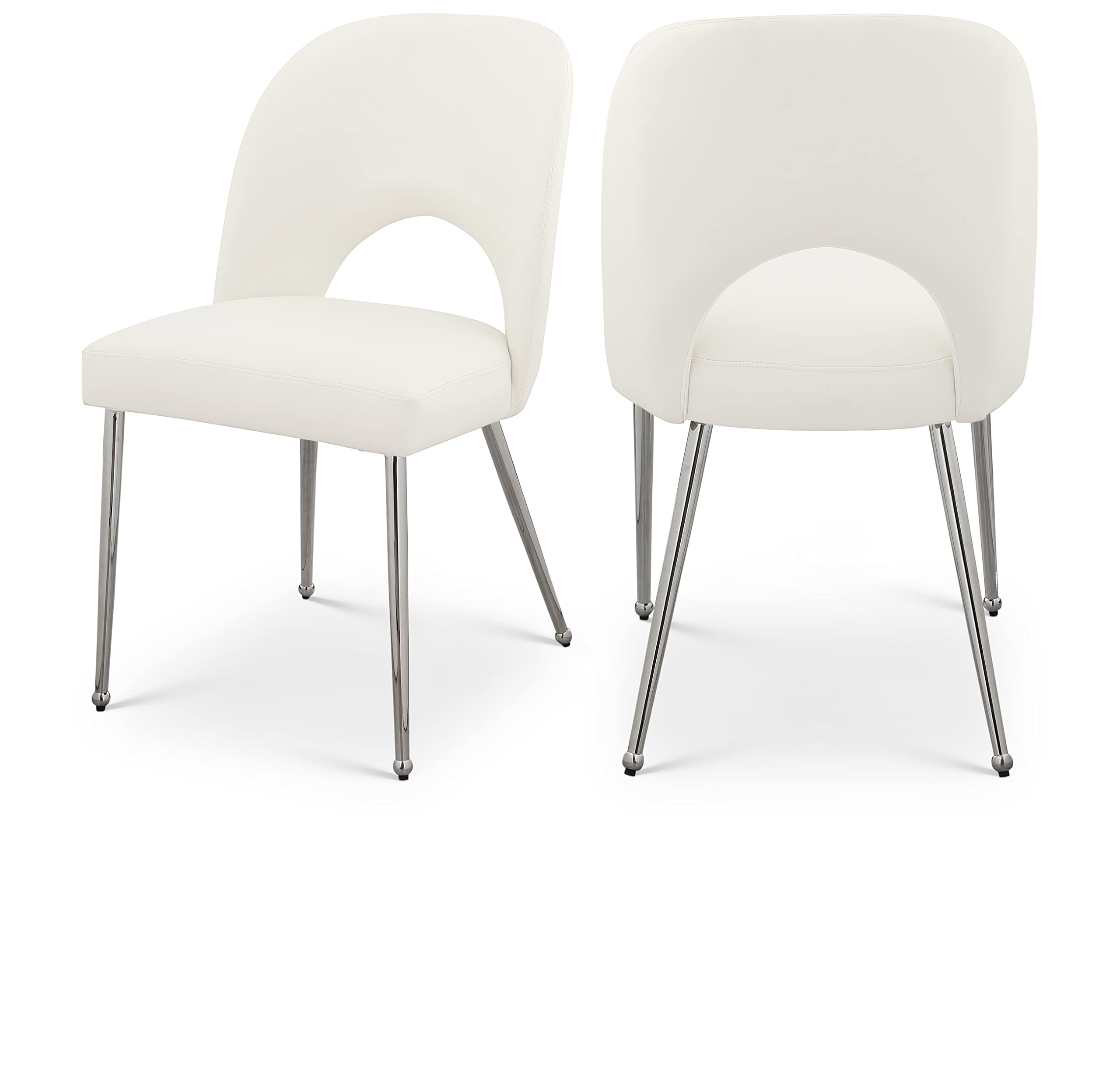 Meridian Furniture 999Cream-C Logan Collection Modern | Contemporary Vegan Leather Upholstered Dining Chair, Set of 2, Cream, 19.5" W x 22" D x 34" H