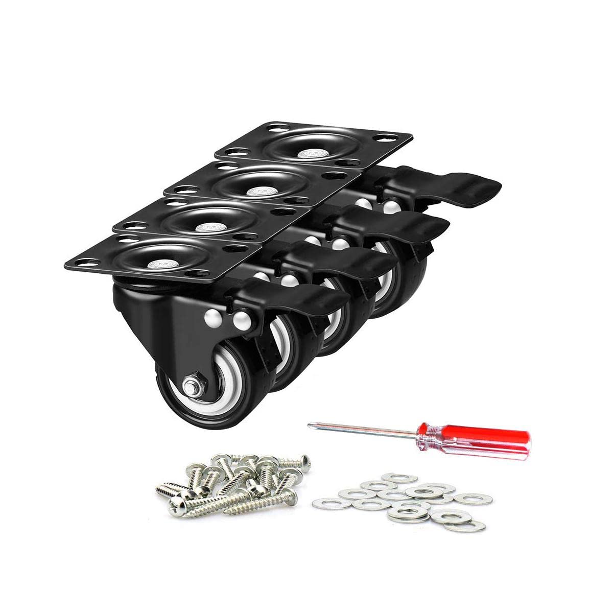 2Inch Heavy Duty Swivel Plate Casters Mute Polyurethane Pu Wheels With 360 Degree S Markless Rubber Wheels Double Bearings