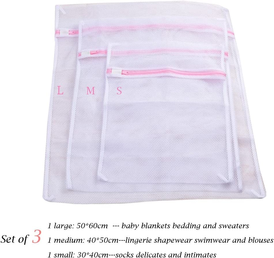 FAB ELLITE Delicates Mesh Laundry Bags | Reusable Washing Machine Wash Bags for Bras, Underwear, Hosiery, Blouses, Jeans & Baby Clothes | Durable Travel Laundry Bags with Zipper Closure (Pack of 3) 1
