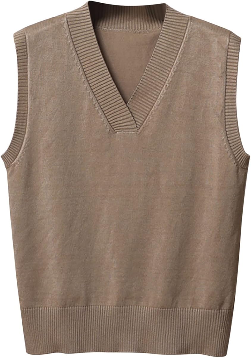 Women's Sleeveless V Neck Sweater Vest, Knitted Pullover Top