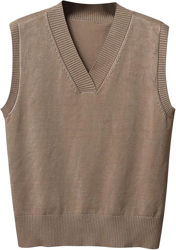 Women's Sleeveless V Neck Sweater Vest, Knitted Pullover Top