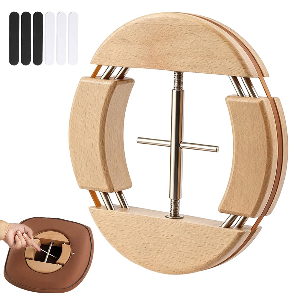 Hutspanner, Hutspanner 4 Wege Hutspanner aus Holz mit 6 Hut Verkleinerung, hat Stretcher mit dem Griff ist leicht zu dehnen, Holz Hut Stretcher für taillierte Hüte und Herren