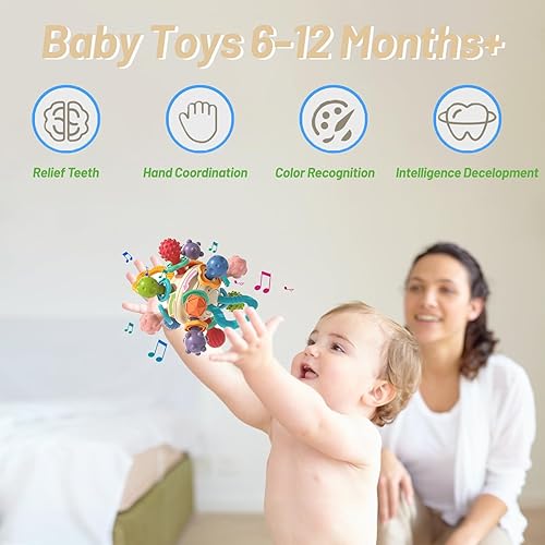 Miniatura 2 de Juguetes sensoriales para la dentición para bebés, juguetes de dentición para bebés de 0 a 6 meses, regalos para niños recién nacidos y niñas de 0,