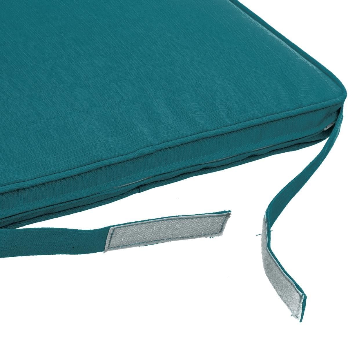 Cojín de asiento con calefacción al aire libre, incluido Warmpi® Powerbank (10.000mah) - Azul Mar - Resistente al agua y a los rayos UV - 3 niveles de calor - Comfort Foam - Interior y