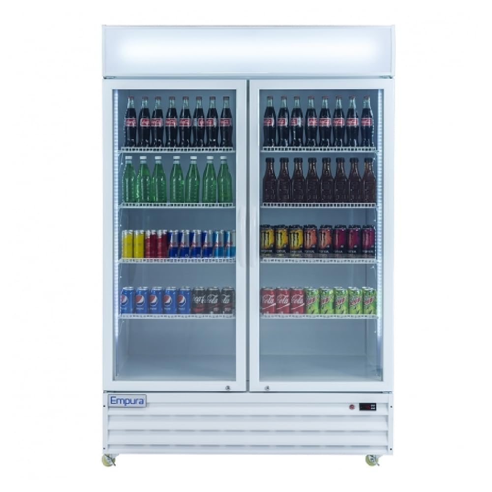 EMPURA 52" Reach-In Refrigerator with Two-Swing Glass Door | Merchandiser Beverage Display Fridge for Convenience Grocery Store | 50 Cu. Ft. Capacity