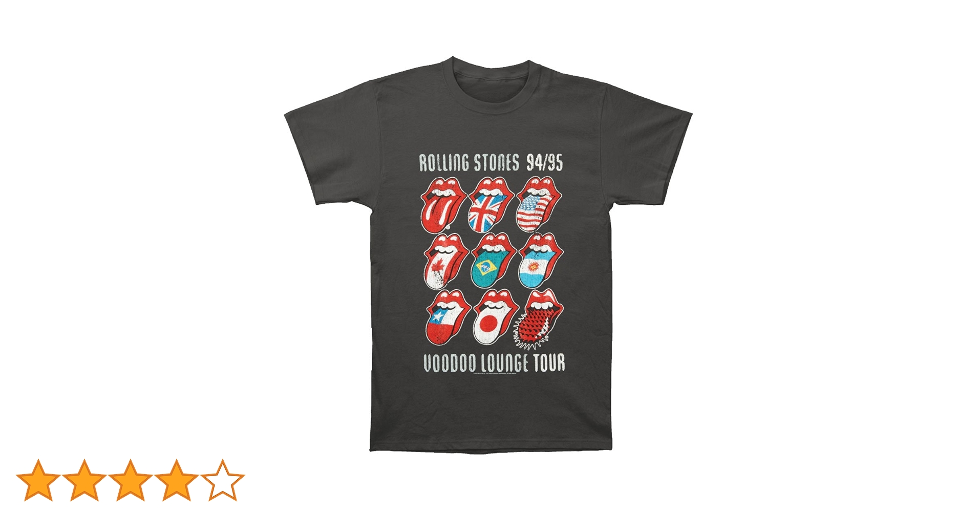 Rolling Stones Men's Voodoo Lounge T-shirt Small Grey