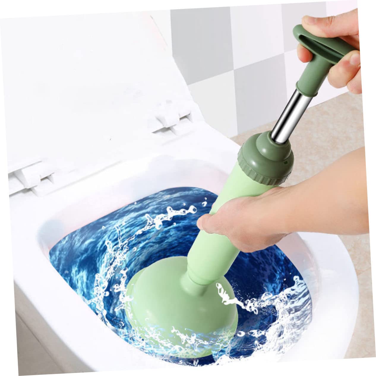 TOPBATHY Stura Water a Pressione per WC, Stantuffo per Bagno e Hotel, 2 Pezzi in PVC e Acciaio Inox, Facile da Pulire, Rimuove Ostruzioni