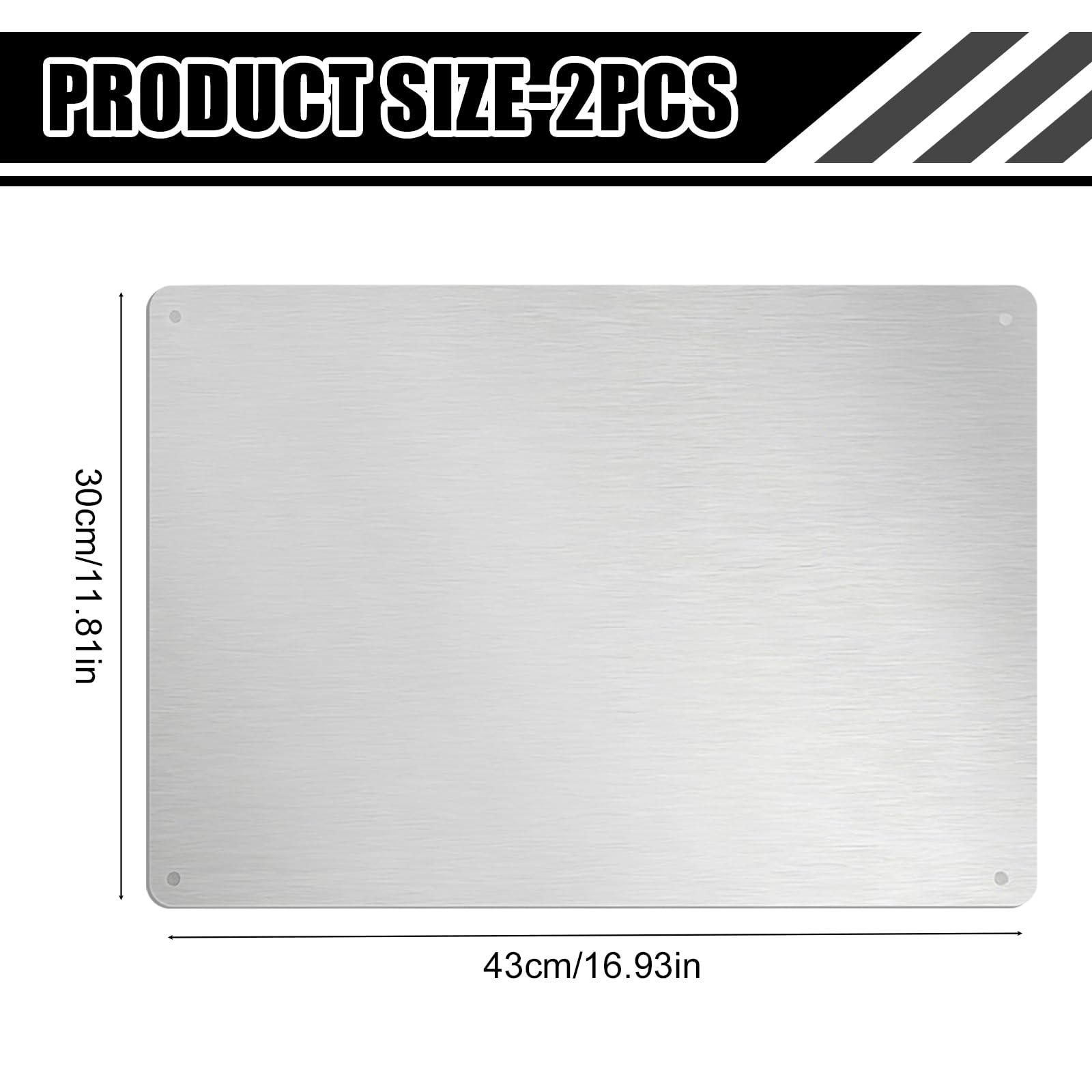 PRITOK 2 Pieces Magnetic Board for Wall: 43cm30cmStainless Steel Magnetic Board Magnet Bulletin Board, Strong Magnetic Surface with Accessories for Home Office Classroom Kids Bedroom Refrigerator - Image 2