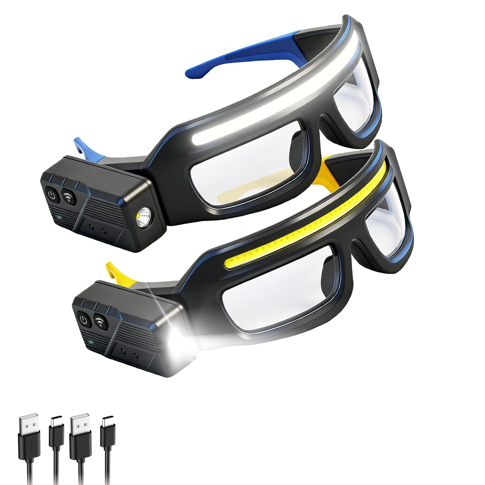 Lámpara frontal LED resistente con carga USB C y patrón de haz ajustable para camping, senderismo, ABS permanente