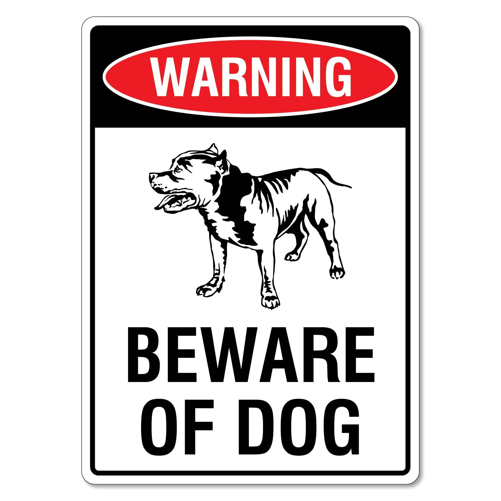 2 cartelli per cani in cortile, con scritta Beware of the Dog, in bianco e nero ad alta visibilità, facile da vedere, avviso all'aperto, segno deterrente (classico
