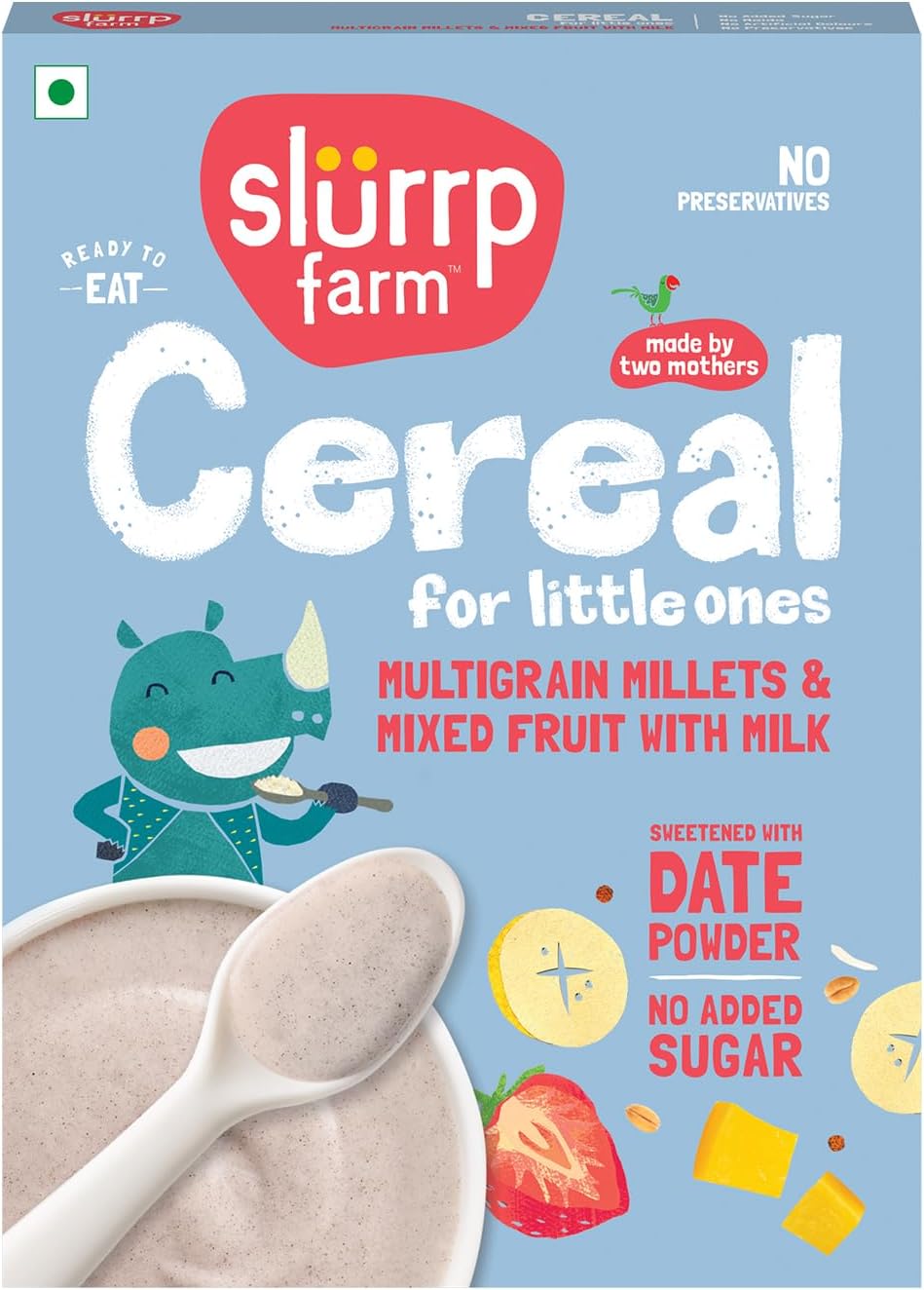 Multigrain Millets and Mixed Fruits with Milk | Mildly Sweetened with Date Powder | No Preservatives | Instant Cereal 200g