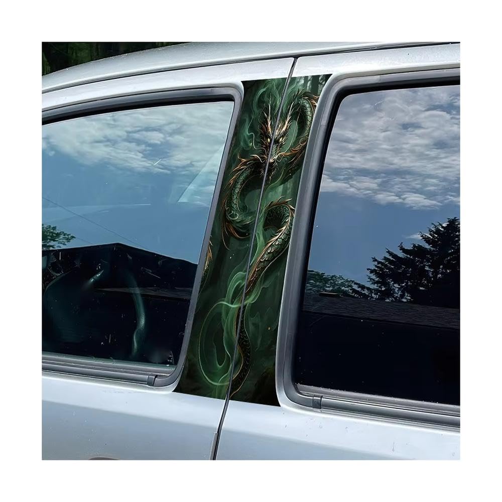 Bertdcx One Color Door Pillar Window Trim Anti Scratch Sticker Green Dragon Glossy Protective Polyethylene Film Auto Parts
