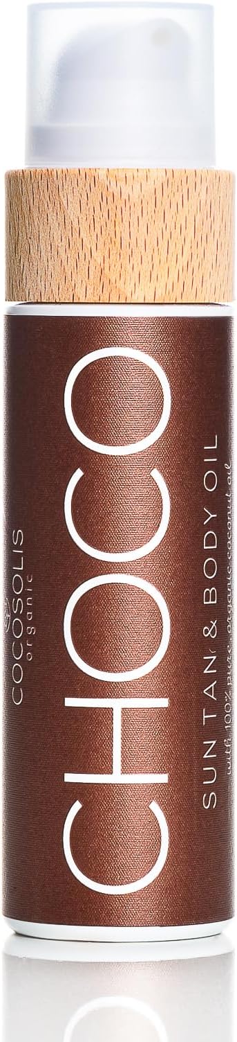 COCOSOLIS Choco Acelerador de Bronceado con Vitamina E, Locioacuten Bio Oil para un bronceado natural, Bronceadores Solares choco, Seis aceites naturales para una piel radiante, 110 ML.