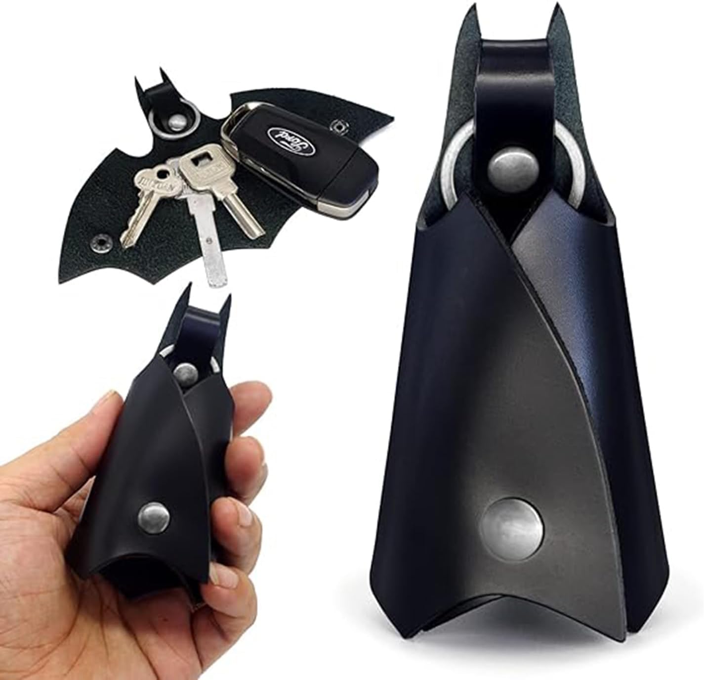 Bolivia'sLeather Car Key Fob Case for Men - Pop Keys Ring Cover Holder, Keychain Bat, Genuine Keychains Holder for Key