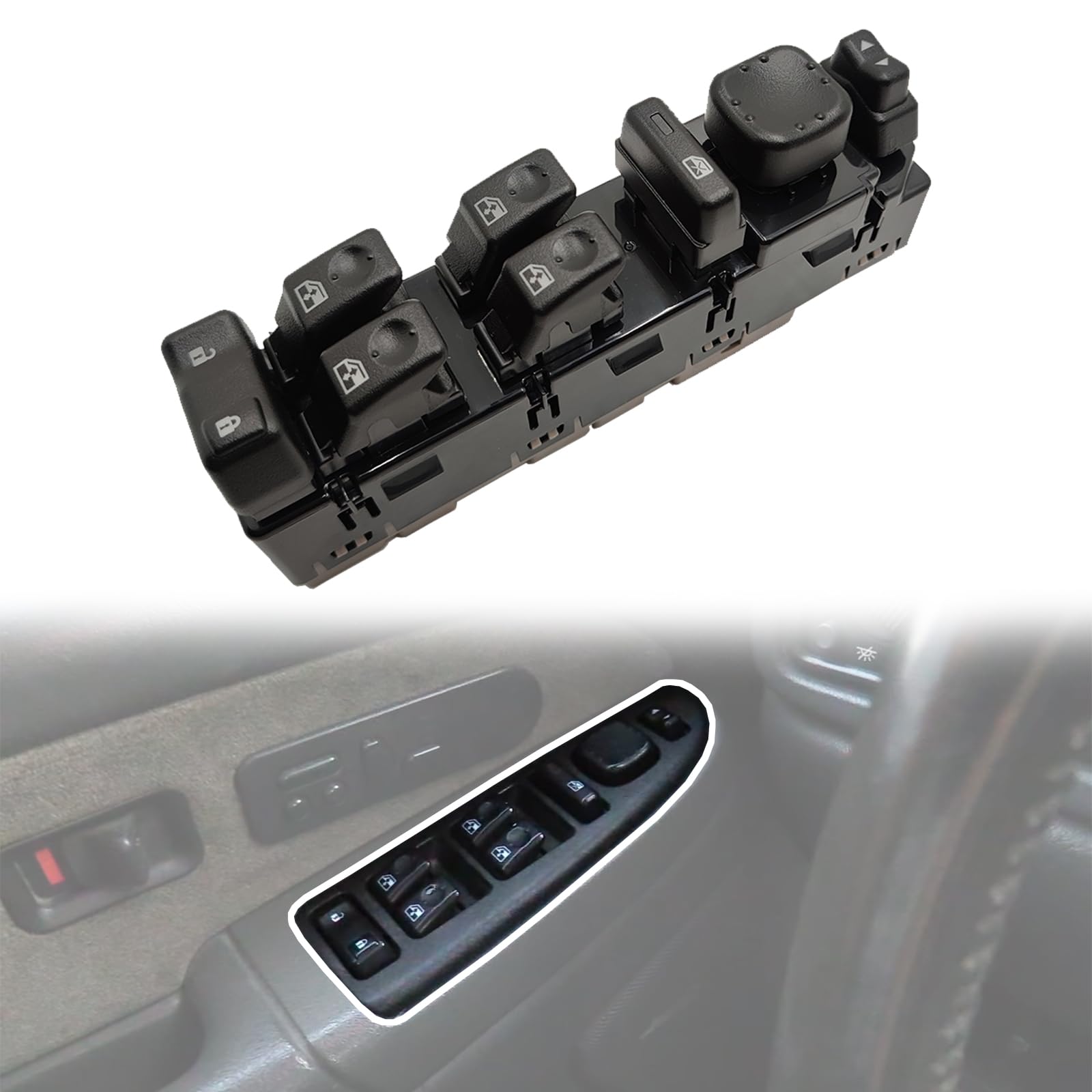 15883323 Window Switch for 2003-2007 Chevy Avalanche, Silverado, Suburban, Tahoe. GMC Sierra, Yukon, Yukon XL & Cadillac Escalade, Front Driver Side Master Power Window Switch