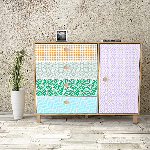 OOTSR 24 Pièces Pochoirs de Dessin de Peinture Meuble, 15x15cm Pochoirs de Peinture Géométriques Réutilisables Plastique, Modèle de Pochoir pour DIY Scrapbooking Bois Meubles Mur Maison Décor - Image 8