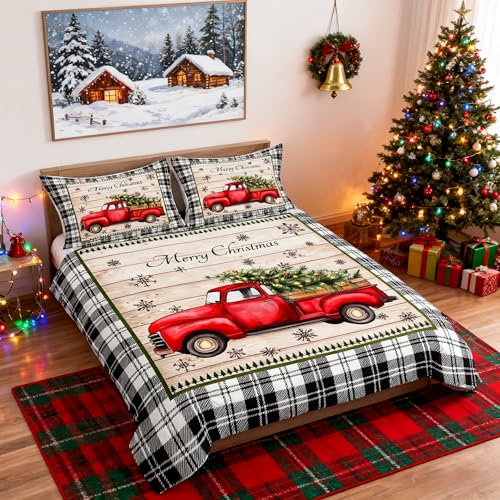 Linge de lit Noël enfants housse de couette rustique et 2 taies d'oreiller - 3