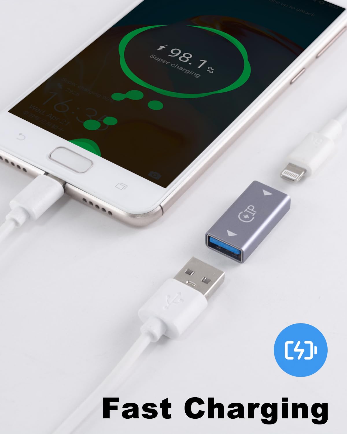 Danfetsoy Lightning to USB A Adapter, Lightning Female to USB 3.0 Female Adapter Suitable for iPhone, Card Reader, Flash Drive, Mouse, MIDI Keyboard-Can't Support Audio Transfer (2 Pack, Grey)