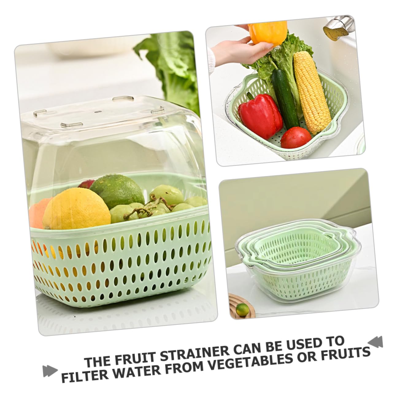 Colador de Cocina de Doble Capa 1 Juego de Plástico para Frutas y Verduras