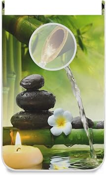 Oyihfvs Spa Zen Stone Flower Candle Water 1PC Hanging Laundry Hamper Bag Dirty Clothes Bag Over The Door Cloth Basket with Hooks Storage Space Saving Wall College Closet for Bathroom Bedroom