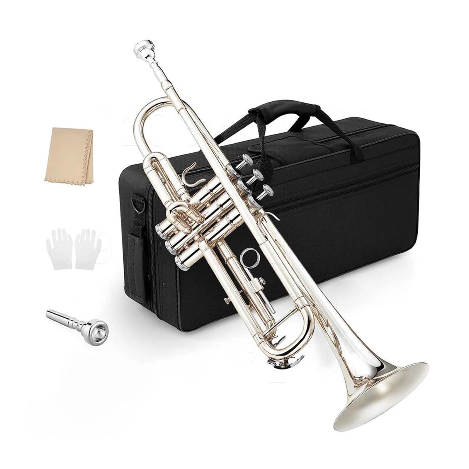 trompeta estándar Trompeta plateada profesional instrumento de trompeta plana B trompa de jazz de alta calidad