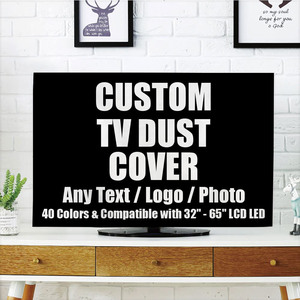 iPrint Custom TV Dust Cover, Cover Type 50/52 Inch LCD TV with Your Text Logo Image Photo for Home Office Decorations Dustproof TV Cover, Black