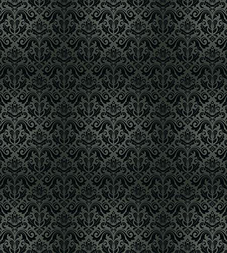 Ambesonne Dark Grey Duvet Cover Set, Black Damask And Floral Elements Oriental Antique Ornament Vintage, Decorative 3 Piece Bedding Set With 2 Pillow Shams, Queen Size, Black Grey #TOP1